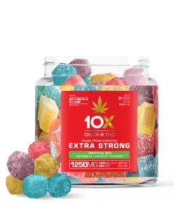 10X Delta-8 THC Extra Strong Gummies – Tropical Mix – 1250MG