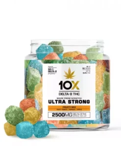 10X Delta-8 THC Ultra Strong Gummies – Fruity Mix – 2500MG