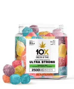 10X Delta-8 THC Ultra Strong Gummies – Tropical Mix – 2500MG