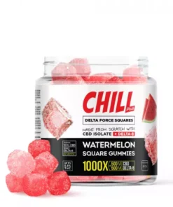 Chill Plus Delta-8 Watermelon Force Squares Gummies – 1000X